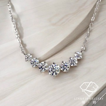 ［翎時珠寶］真正莫桑石 可過測鑽筆 18K金-微笑七石 項鍊吊墜 MN014 莫桑石項鍊 18K金項鏈 鑽石項鍊 鎖骨鏈