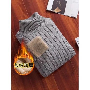 東北哈爾濱冬季防寒加絨毛衣男半高領加厚針織衫雪鄉旅游保暖裝備