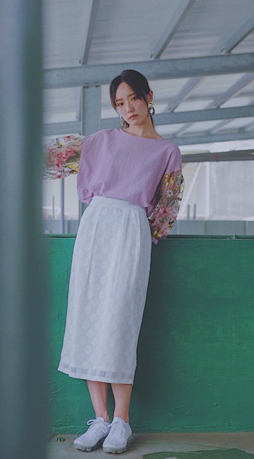 白玉雪紡直筒裙