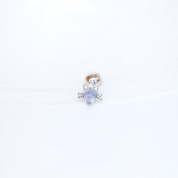 丹泉石925純銀貓咪轉珠耳環