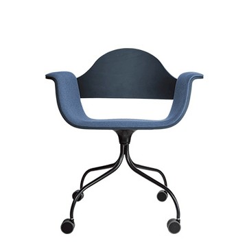 Showtime 低背旋轉扶手椅（藍、織布坐墊、滾輪椅腳）