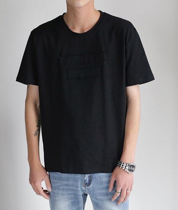 FINDSENSE MD 時尚 男 韓國 休閒 純色 素面 拼布 短袖T恤 學生短T 潮T 特色短T