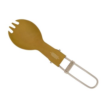 鈦製可摺疊匙叉(金色)(摺疊後長93mm) titanium folding spork - yellow T-220