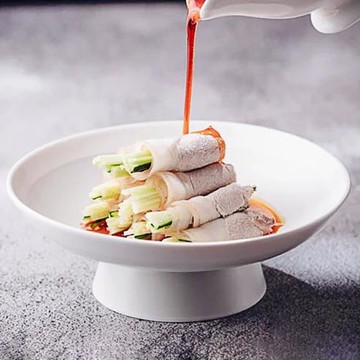 酒店會所白瓷中式高腳盤熱菜冷菜創意餐具意境菜盤不規則明檔擺臺