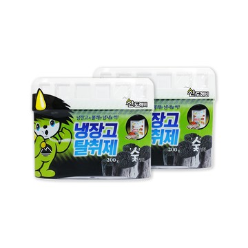 山鬼怪 (2盒超值組)韓國SANDOKKAEB-活性碳防潮淨味薄型冰箱除臭凝膠劑200g/盒(冷藏庫脫臭食物防腐保鮮)