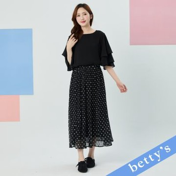 betty’s貝蒂思　點點百褶雪紡長裙(黑色)