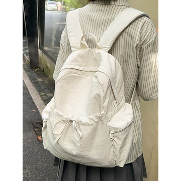 免運💯2026新款韓國簡約芭蕾風純色雙肩包女休閒百搭輕便大容量學生書包時尚休閒後背包 護脊防潑水大口袋雙肩背包 TBAW