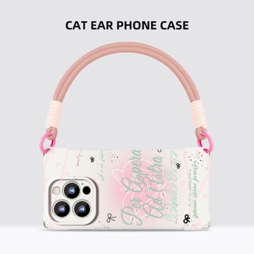 【腕帶手提】適用iPhone16Promax手機殼硅膠全包防摔帶掛繩蘋果16Pro韓系ins風少女心粉15promax可愛14/13潮