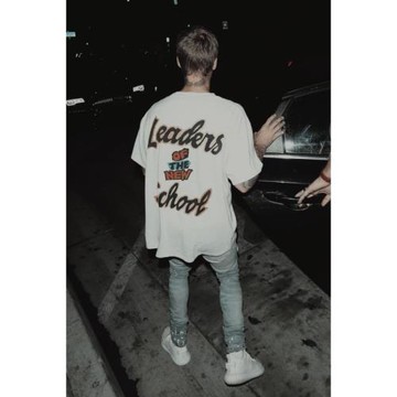 比伯同款印花復古美式寬松高街男女孩穿搭學生潮牌健身騎行T恤tee