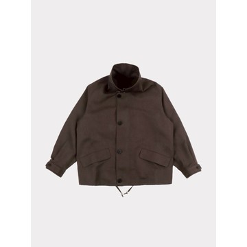 日本Cale亞麻羊毛立挺層次夾克外套深棕色