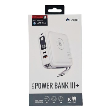 LaPO 無線充行動電源 11200mAh Type-C-Type-C 附國際轉接頭  柔霧白  WT08P
