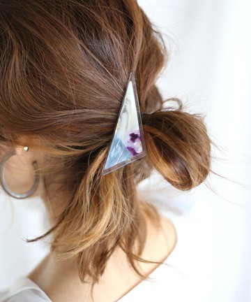 日本同步透明邊三色拼接三角幾何風個性原宿蠟筆色彈簧夾1入