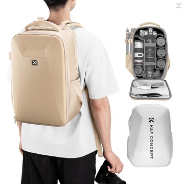K&f CONCEPT 多功能相機背包硬殼單反相機包 22L 大容量相機包防水攝影包帶 15.6 英寸筆記本電腦隔層防雨