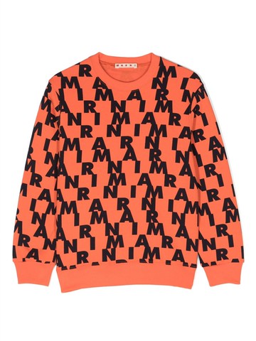 Marni Kids - logo-print cotton sweatshirt - kids - Cotton - 10 yrs - Orange