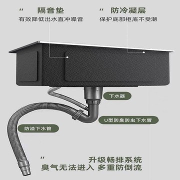 {台灣公司 可開票 免運 限時優惠}  304不銹鋼加厚黑金剛納米水槽大單槽家用廚房臺上洗碗水池洗菜盆