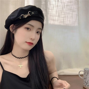 9號倉庫 復古貝雷帽 壓褶貝雷帽 拽酷金屬貝雷帽女韓國夏季綢緞薄款透氣畫家帽網紅氣質優雅八角帽 南瓜帽 畫家帽