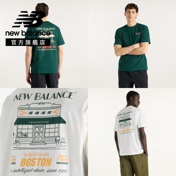 [New Balance]波士頓城市商店短袖上衣_男性_米白色_MT62S7YPSST