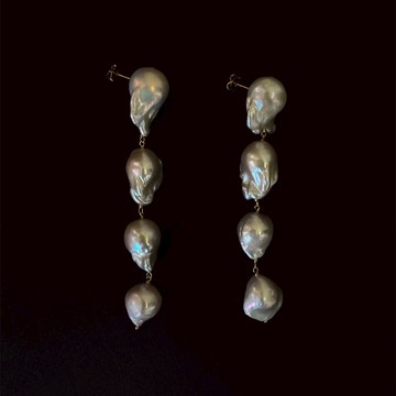 LESIS｜Four Drop Barroco Earrings 漸層份量感巴洛克墜耳環