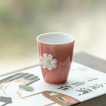 尚芳 手工捏花品茗杯創意陶瓷主人杯子簡約單人杯功夫茶盞