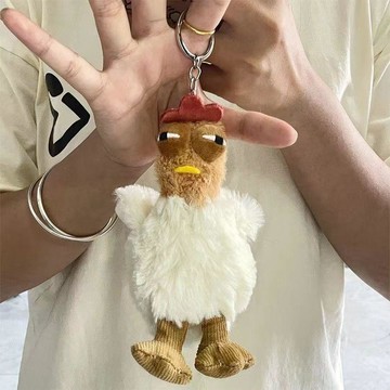 高級感包包掛飾下蛋咯咯雞卡通玩偶情侶揹包掛件趣味醜萌整蠱解壓毛絨公仔鑰匙扣書包掛飾 百搭掛件 交換禮物 機掛件 鑰匙扣