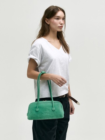 MARGESHERWOOD SOFT BAGUETTE NUBUCK SHOULDER BAG [winter green]