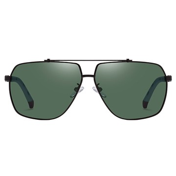 Quinta UV400偏光時尚潮流太陽眼鏡 防爆防眩光經典雙槓飛官款 QT6321  140mm  砂框黑 + 墨綠片