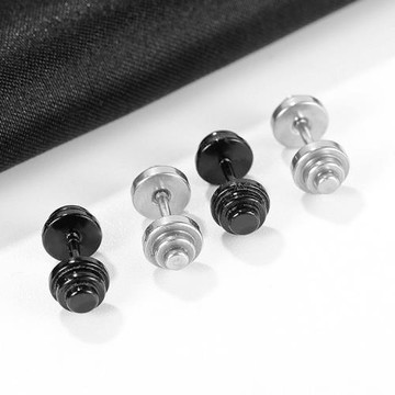 【RJ New York】活力啞鈴中性極簡精緻典雅鈦鋼耳環(2色可選)