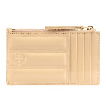 TORY BURCH 165497 立體方塊造型拉鍊卡片包/零錢包.淺褐