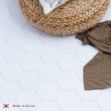 威瑪索 韓國製防滑六角磚 地磚 地板磚 拼接 牆面陽台 景觀設計 吸音減噪 隔熱防水-白色