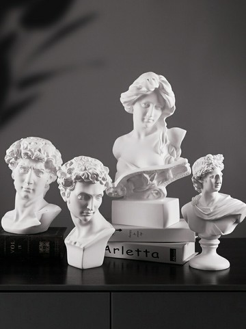 北歐素描大衛雕像擺件樹脂石膏像雕塑軟裝客廳電視柜家居裝飾品