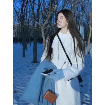 羽絨服內膽白色呢子大衣女2025秋冬新款高級感毛呢外套小個子韓系