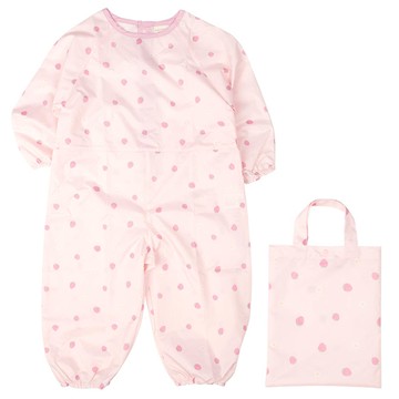 akachan honpo - 長袖連身防髒衣 防潑水加工-草莓-粉紅色