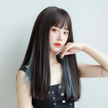 [台灣出貨附發票] 掛耳染整頂假髮 假髮 空氣劉海 假髮女 wig 仿真假髮 中長款假髮 男女假髮 假頭髮 玫瑰網假髮