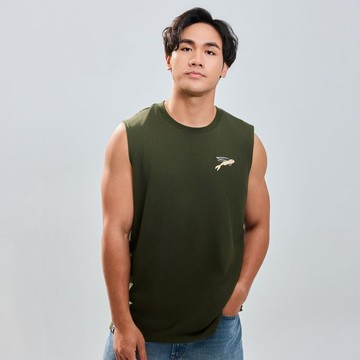【漂浮熱浪島】飛翅排汗寬肩背心軍綠款(男女適用)