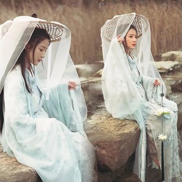 俠女攝影道具武俠帽子 斗笠頭紗 唯美中國風古裝武俠風攝影寫真