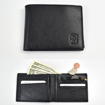 真皮短夾 簡約圖騰黑色皮夾NWA9