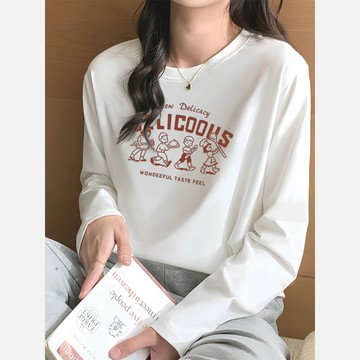 100%純棉【2天出貨】長袖T恤女  長T  寬鬆長袖 美式複古  韓係打底衫  大尺碼顯瘦上衣  女生上衣 ZE5Q