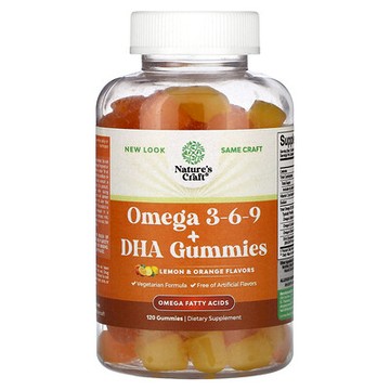 Nature's Craft, Omega 3-6-9+DHA 軟糖，檸檬味和橙味，120 粒軟糖