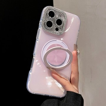 【ins風】鏡頭鑲鑽 防摔殼 磁吸支架手機殼 適用蘋果iPhone 17 16 15 14 13 Pro Max 保護殼