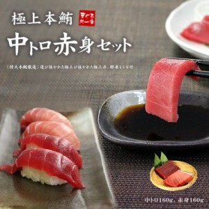 極上本マグロ中トロ赤身 320gセット（中トロ160g、赤身160g）解凍レシピ付 送料無料〈bf1〉yd9[[中赤セット]