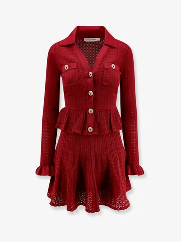 Perforated knit short dress with jewel buttons - SELF PORTRAIT - gender_Woman