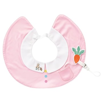 奇哥 比得兔360度奶嘴鏈圍兜  粉色  1件  1入