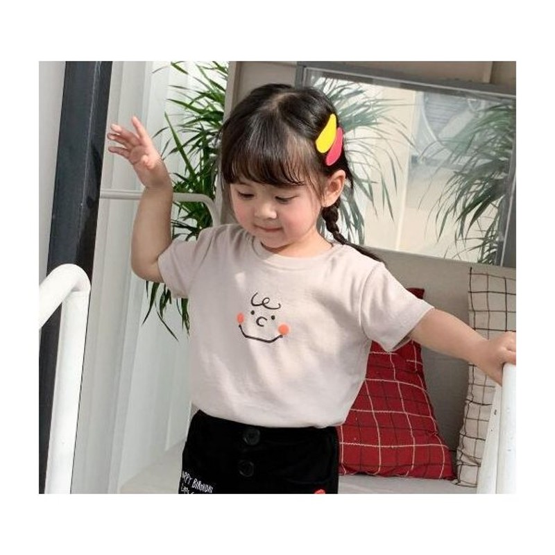 即納 韓国 子供服 子ども服 キッズ服 スマイル ニコニコ 半袖シャツ かわいい 半袖 シンプル キッズ Tシャツ リンクコーデ おそろい 夏 笑顔 通販 Lineポイント最大0 5 Get Lineショッピング