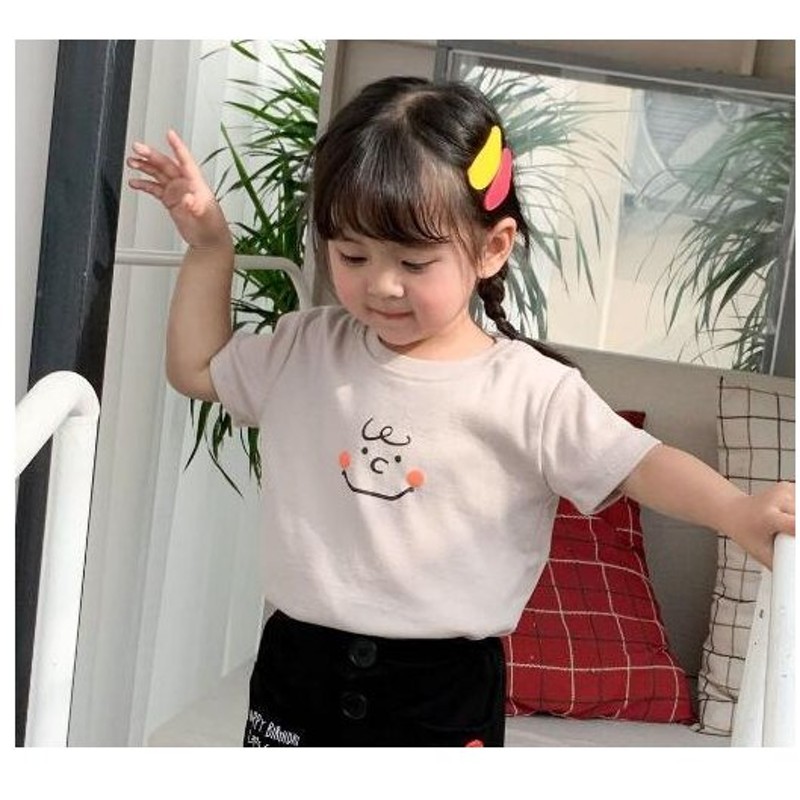 即納 韓国 子供服 子ども服 キッズ服 スマイル ニコニコ 半袖シャツ かわいい 半袖 シンプル キッズ Tシャツ リンクコーデ おそろい 夏 笑顔 通販 Lineポイント最大0 5 Get Lineショッピング