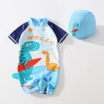 寶寶泳衣連體1-3歲男童平角可愛恐龍游泳衣4兒童泳裝6速干5防曬
