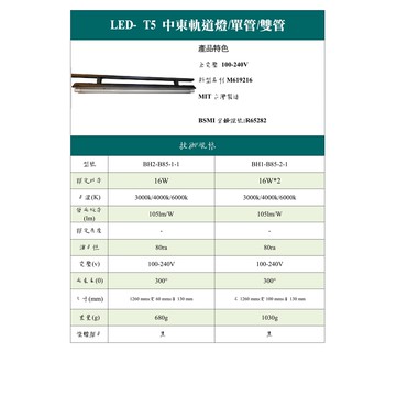 T5中東軌道燈工業風 T5 LED 110-220V全電壓  四尺  單管 雙管含燈管