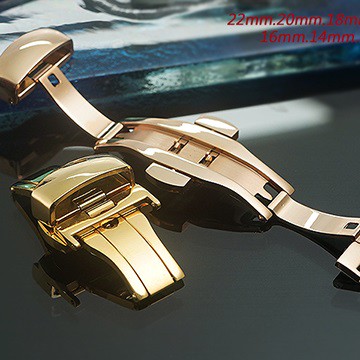 便利雙向不鏽鋼玫瑰金色摺疊扣(22mm.20mm.18mm.16mm.14mm.12mm)