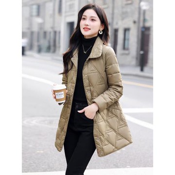 (免運)高端休閑輕薄羽絨棉服女2025冬裝新款好看洋氣菱格棉衣女棉襖外套