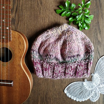 純羊毛手工毛線帽-原味甜菜根