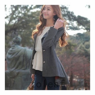 レディース コート ウール 長袖 ミディアム丈 かわいい キュート エレガント 大人カジュアル 外出 通勤 普段着 デート グレー 通販 Lineポイント最大get Lineショッピング